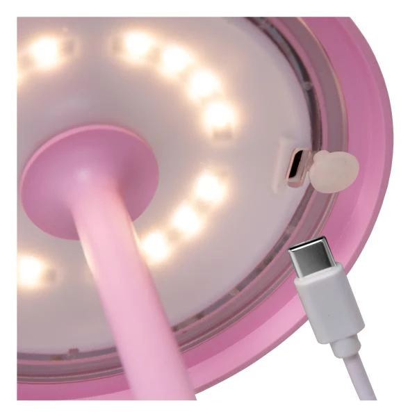 Lucide JOY - wiederaufladbare Tischlampe Außen - Akku/Batterie - Ø 12 cm - LED Dim. - 1x1,5W 3000K - IP54 - Rosa - Detail 4
